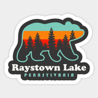 Raystown Lake Pennsylvania Camping Bear Retro Sunset Sticker